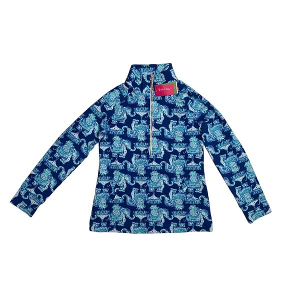 Lilly Pulitzer Women's Small 1/2 Zip Skipper Popover Deep Indigo Joy Ride NWT - Picture 1 of 13